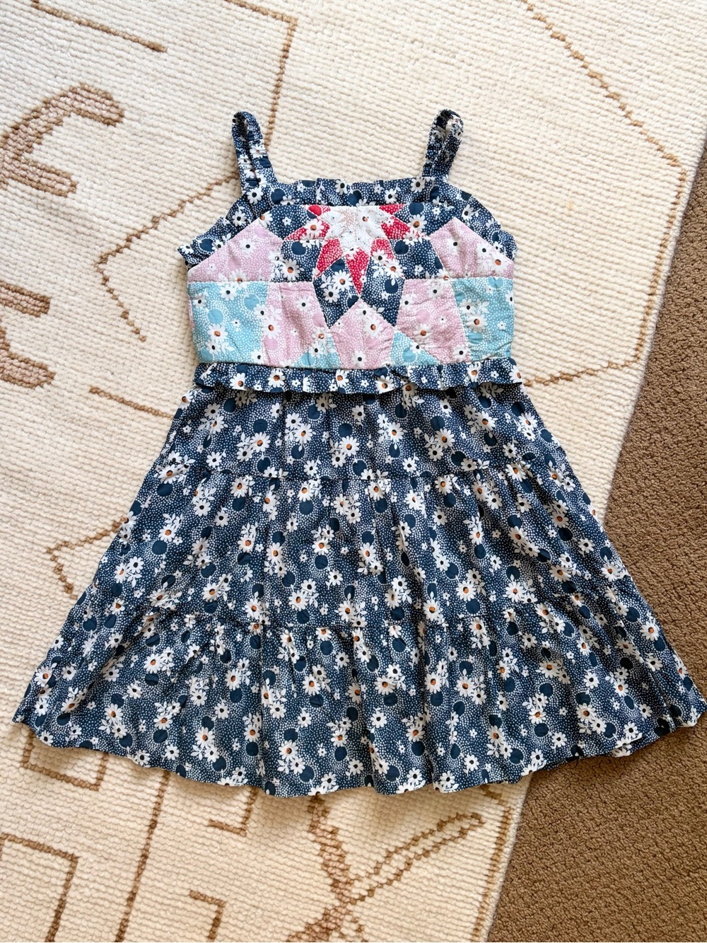 Sea New York Girl's Talia Patchwork Floral-Print Dress Blue Multi Print 8Y